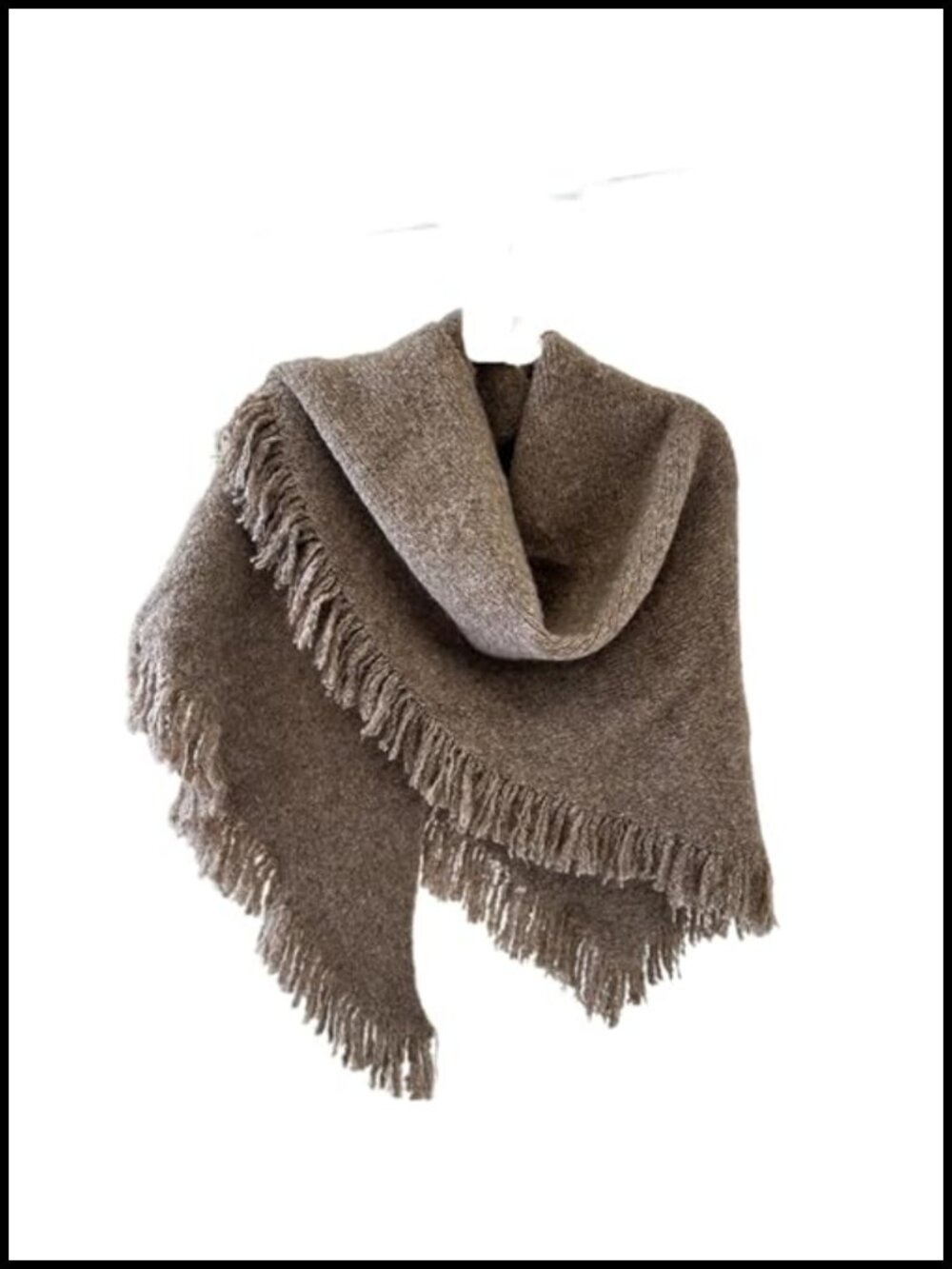 Women's Knit Shawl Wrap Triangle Scarf with Fringe, Pashmina, 2-in-1 Winter